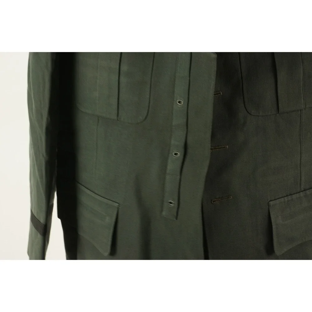Vintage Naval Sailor‎ Military Coat Green Twill Wool Men's 38R Custom Union Made